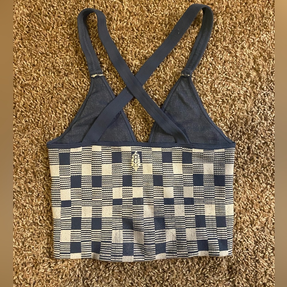 Good Karma Navy Jacquard Crop Top